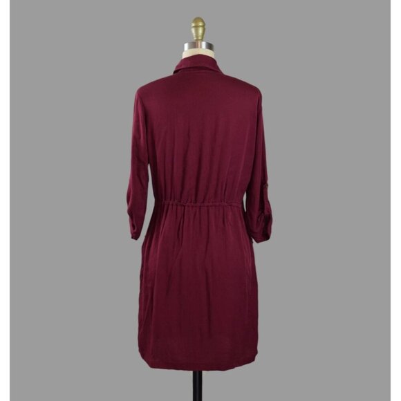 CACHAREL FRENCH MAROON BUTTON FRONT SHIRT DRESS - Picture 5 of 7